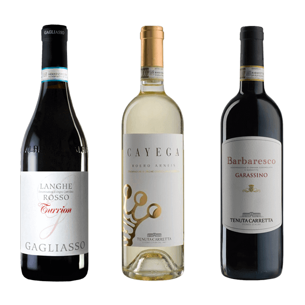 Weinset 3x2 "Piemontesisches Leben" • Weiß- und Rotwein aus dem Piemont • Barbaresco, Langhe Rosso & Arneis