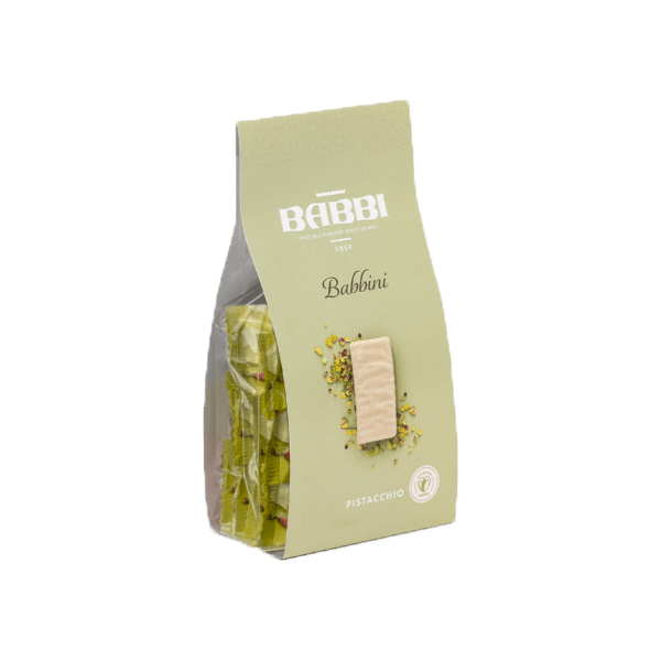 Babbini Dolci Pensieri Pistazie 132g, Babbi • Pistazienwaffeln mit weißer Schokolade • Süßes aus Italien