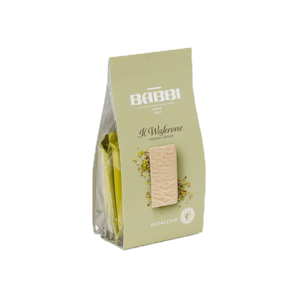 Il Waferone Pistacchio 180g, Babbi • Pistazienwaffeln mit weißer Schokolade • Süßes aus Italien