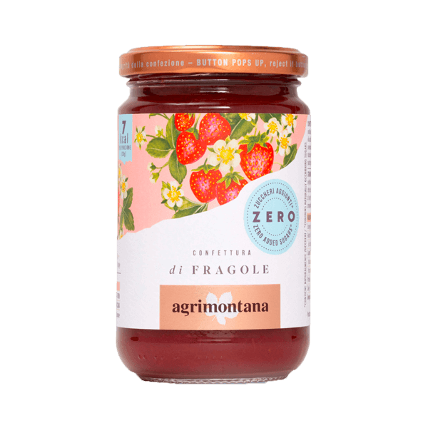 Erdbeerkonfitüre Zero 300g, Agrimontana • Brotaufstrich ohne Zucker • Süßes aus Italien