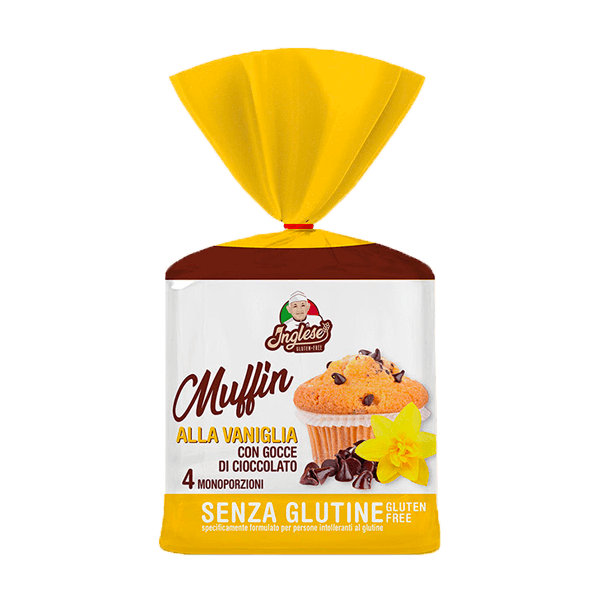 Muffins Schoko Gocce glutenfrei 4er-Pack 200g, Inglese • Laktosefrei • Süßes aus Italien