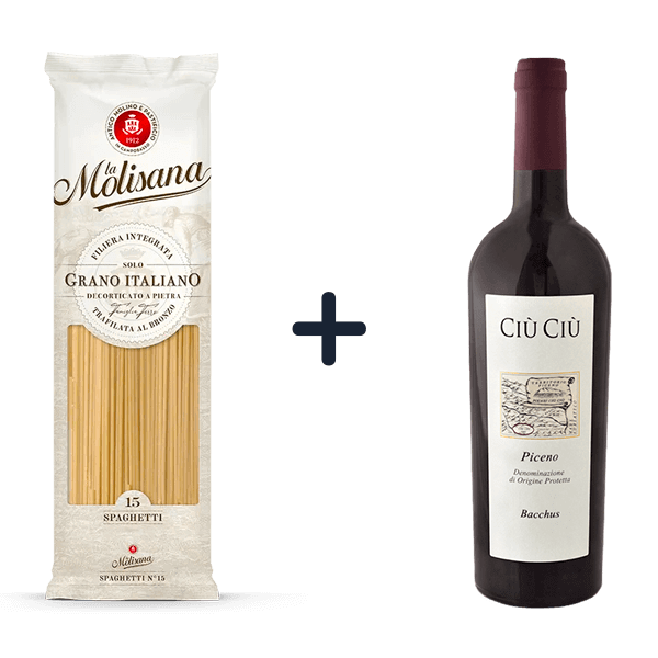 Sparpaket Bio-Rotwein & Pasta: Bacchus Piceno Rosso, Ciù Ciù + Spaghetti N°15, La Molisana • 5% Rabatt