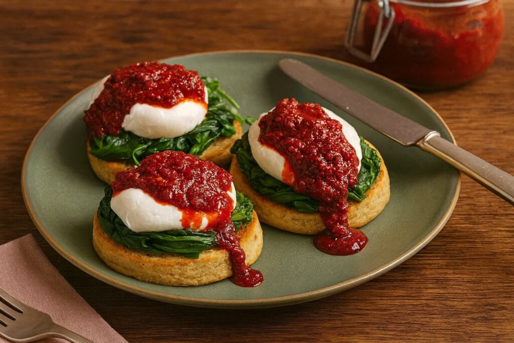 Mozzarella mit Stängelkohl und ’Nduja auf Taralli – kreative Fusion aus Süditalien.