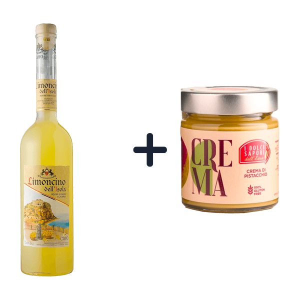 Sparpaket Limoncino und Pistaziencreme: Limoncino dell'Isola Caffo + Pistaziencreme Glutenfrei I Dolci Sapori dell'Etna