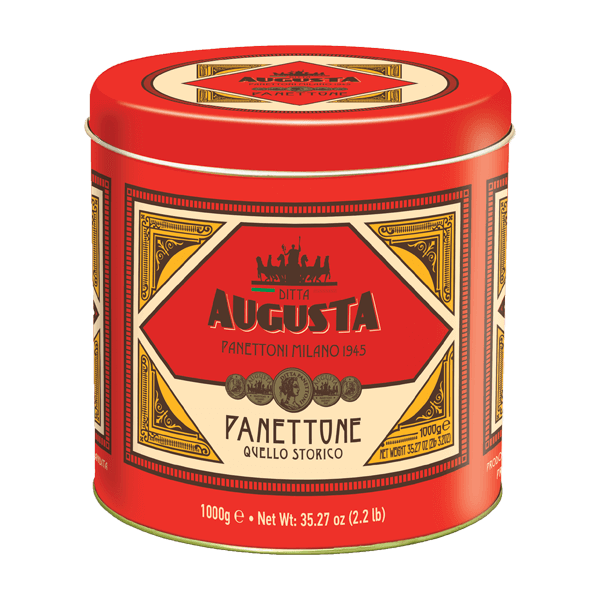 Panettone Classico 1kg Metalldose Rot, Augusta • Feiner italienischer Weihnachtskuchen • Süßes aus Italien