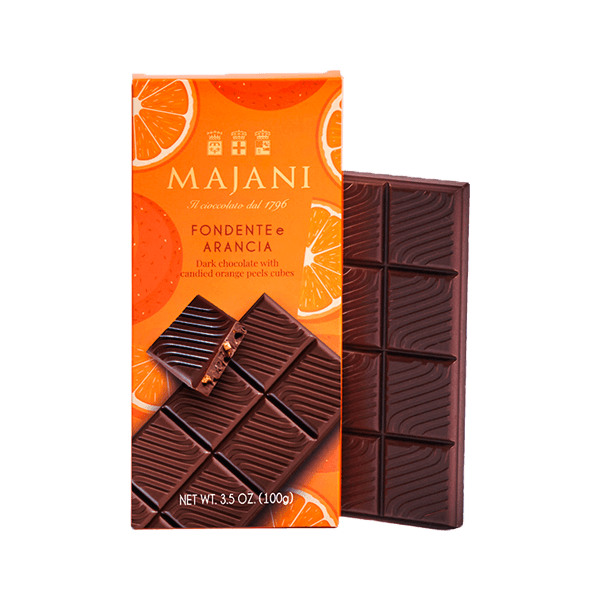 Tavoletta Zartbitterschokolade & Orange 100g von Majani. Schokolade mit kandierter Orange