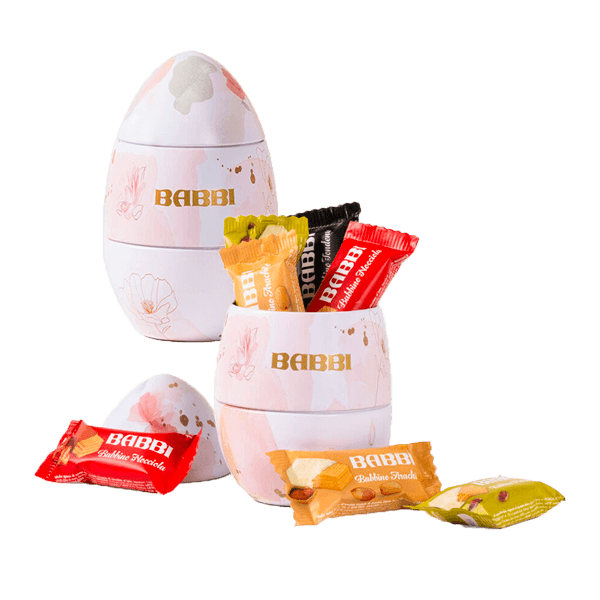 Babbini Osterei 88g von Babbi. Schokoladen-Osterei mit Babbini Waffelpralinen
