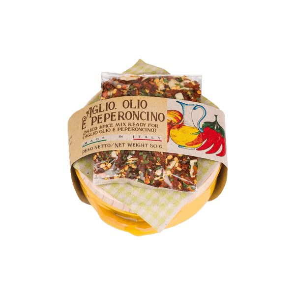 Gewürzmix Aglio Olio Peperoncino 50g Tonschale, Artigiani dei Sapori. Feinkost aus Kalabrien