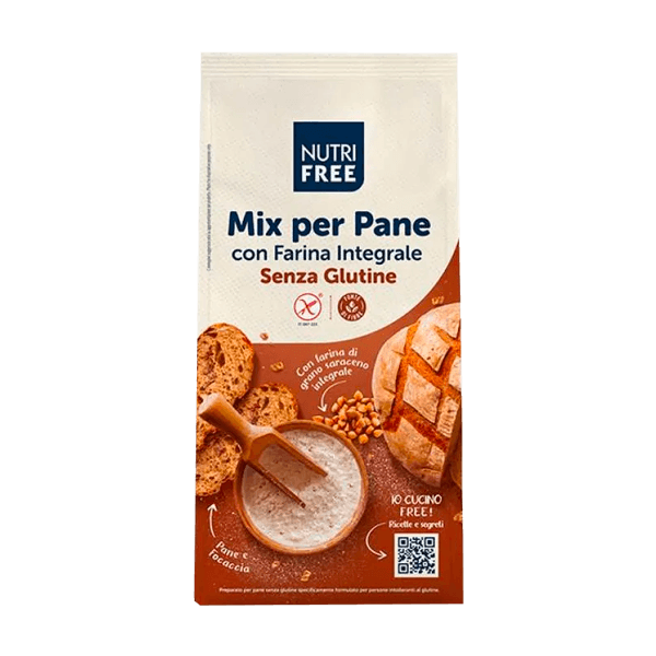 Mehl Vollkorn Glutenfrei 1kg, Nutrifree. Backmischung für Brot & Focaccia, Gluten- & Laktosefrei