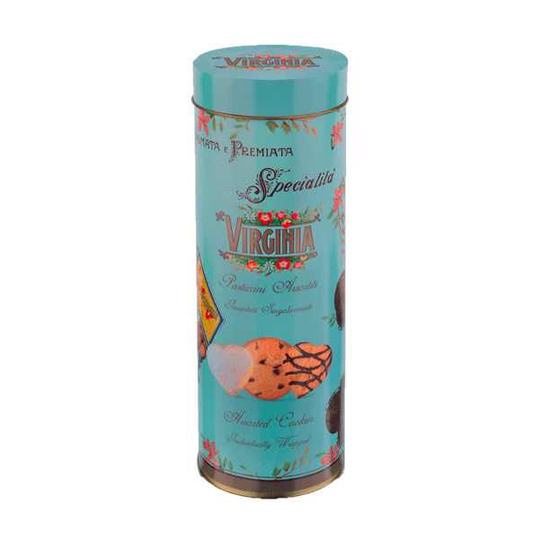 Pasticcini Mix Dose Blau 100g, Virginia. Italienisches Gebäck in Metalldose