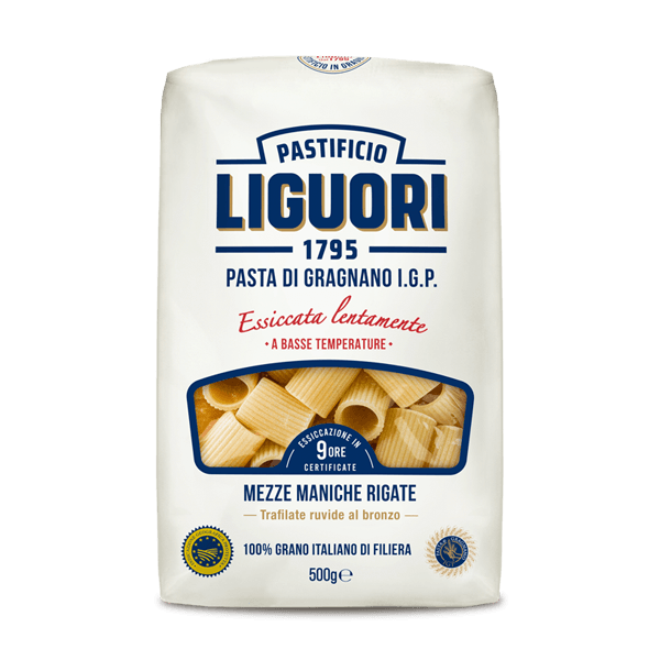 Mezze Maniche Rigate Pasta di Gragnano IGP, Liguori • Italienische Hartweizenpasta 500g